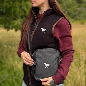 Border Terrier Embroidered Vintage Canvas Dog Walking Bag. A Unique Product From The House Of Dog.