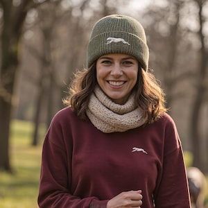 Greyhound, Lurcher, Sighthound Owner Clothing Gifts. Water Repellent Thermal Beanie Ski Hat From The House Of Dog.