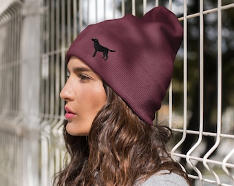 Black Labrador Gifts, Owner Gift Beanie Ski Hat Embroidered Labrador Design From The House Of Dog.