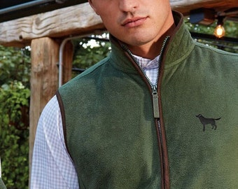 Black Labrador Gift Owner Clothing Gifts Embroidered Men's Fit Fleece Gilet.