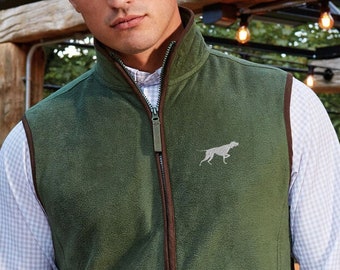 English Pointer Clothing Gifts Embroidered Men's Fit Fleece Gilet.