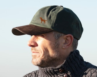 Fox Red Labrador Gifts, Owner Gift Waxed Cotton Leather Peak Waterproof Baseball Cap.