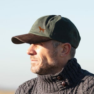 Fox Red Labrador Gifts, Owner Gift Waxed Cotton Leather Peak Waterproof Baseball Cap.