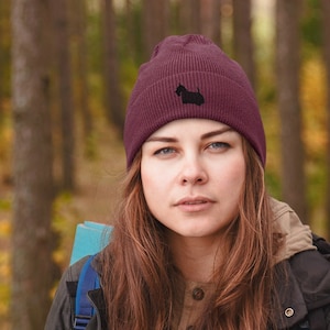 Scottish Terrier Owner Gifts, Unisex Beanie Ski Hat With Embroidered Design From The House Of Dog.