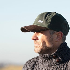 Border Collie Sheepdog Owner Clothing Gifts, Waxed Cotton Leather Peak Waterproof Baseball Cap, From The House Of Dog.