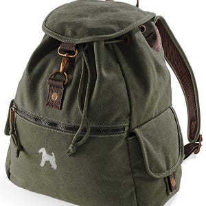 Airedale Terrier Embroidered Vintage Retro Style Canvas Back Pack. A Unique Product From The House Of Dog.