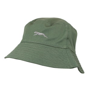 Greyhound Lurcher Whippet Proprietario Abbigliamento Regali. Cappello da pescatore ricamato in cotone chino lavato al 100% con fodera in cotone.