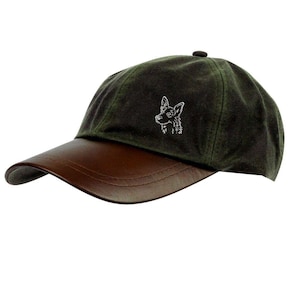 German Shepherd Dog Gifts, Waxed Cotton Leather Peak Waterproof Baseball Cap.