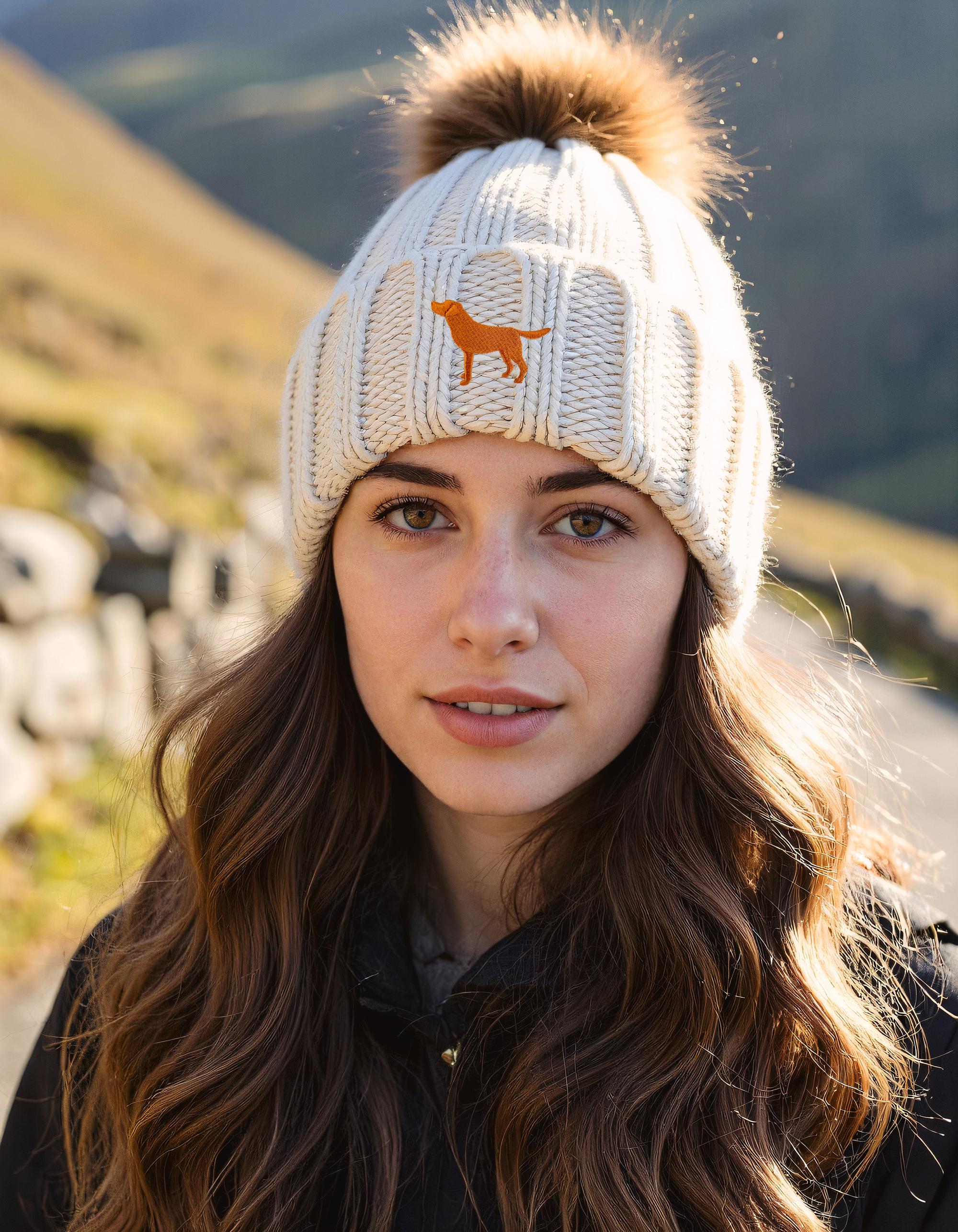 Fox Red Labrador Owner Gift Clothing Gifts, Faux Fur Pom Pom Chunky