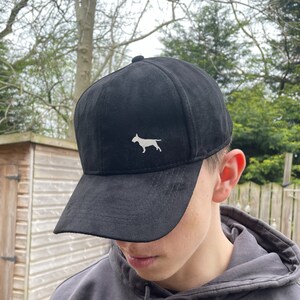 Regalos de ropa para dueños de Bull Terrier, gorra de béisbol de cuero de gamuza sintética de The House Of Dog.