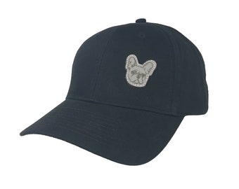 Regalos de propietario de Bulldog francés, gorra de béisbol de algodón pesado. Gris oscuro