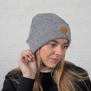 Pug Gifts, Beanie Ski Hat With Sewn On, Laser Etched Badge.