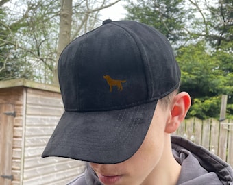 Chocolate Labrador Gift Owner Gifts, Faux Suede Embroidered Baseball Cap.