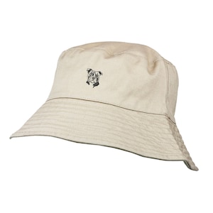 Staffy Staffordshire Bull Terrier Owner Regali. Cappello da sole a secchiello ricamato in cotone Chino lavato al 100% con fodera in cotone della Casa del Cane.