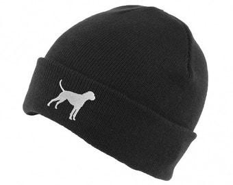 Boxer Dog Owner Gifts, Unisex Beanie Ski Hat With Embroidered Design From The House Of Dog.