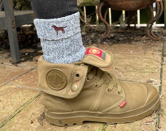 Chocolate Lab (TWO PAIRS) Labrador Owner Gift Women's Wool Blend Boot Socks with Cushion Sole from The House Of Dog. One Size Women's 4-8