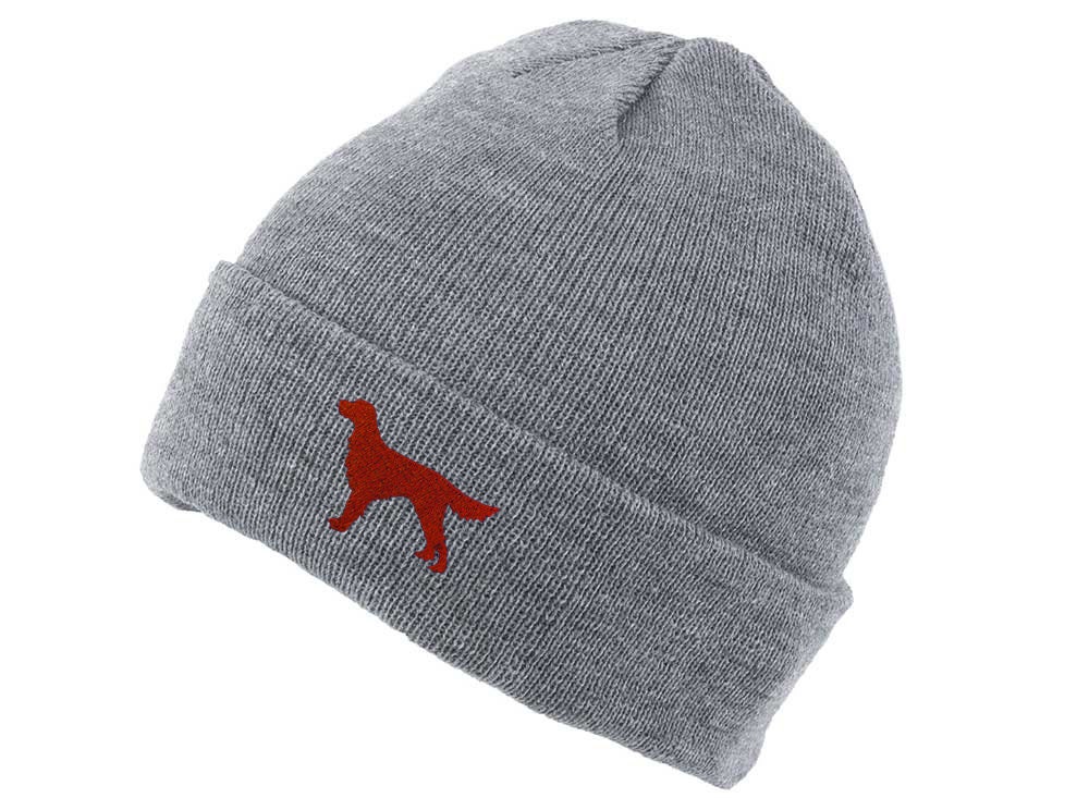 Berretto Invernale Con Risvolto Per Proprietari Di Setter - Ricamato, Unisex, Caldo E Morbido - Colore: Rosso Irlandese/Nero - 4