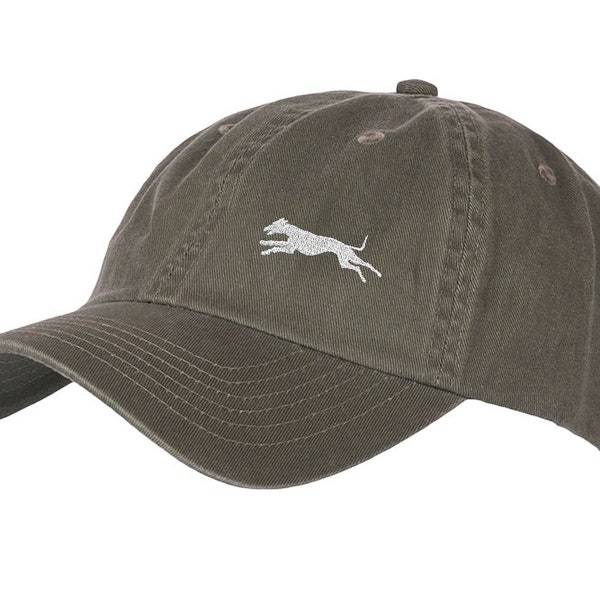 Whippet Italian Greyhound Podenco Owner Silhouette Clothing Gifts. 100% Chino Cotton Embroidered 6 Panel Unstructured Baseball Cap Hat.