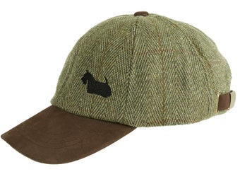 Scottie Hund Scottish Terrier Besitzer Kleidung Geschenke. Bestickte Tweed-Baseballkappe mit Lederspitze aus dem Haus des Hundes