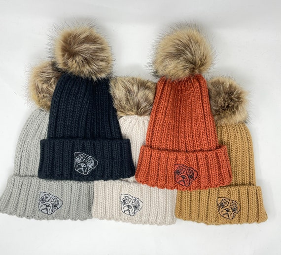 Pugs Knit Beanie w/ Pom Pom (Unisex) Pug Life Pom-Pom Beanie main image 3
