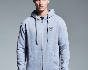 Frenchie french bulldog gifts embroidered unisex organic full zip hoodie From The House Of Dog.