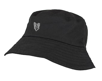 Border Collie Sheepdog Owner Clothing Gifts. 100% Chino Cotton Embroidered Bucket Sun Hat With White Cotton Lining From The House Of Dog.