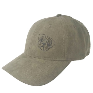Pug Gifts, Faux Suede Leather Baseball Cap. Brown