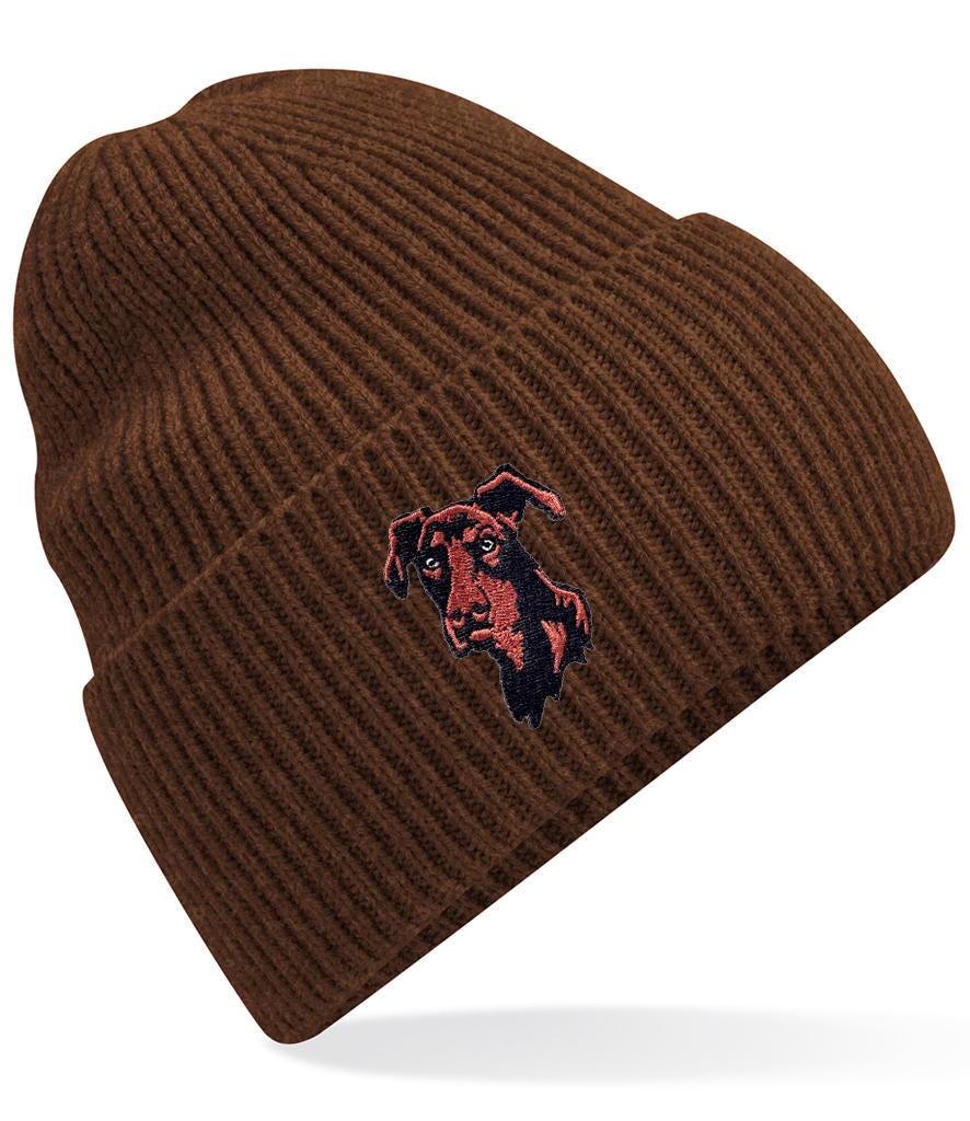 Dobermann Clothing Gifts. Oversized Cuffed Beanie Ski Hat From the