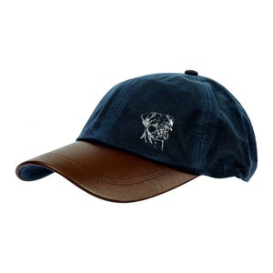 Border Terrier Gifts, Waxed Cotton Leather Peak Waterproof Baseball Cap. image 3