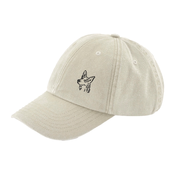 The House Of Dog: German Shepherd Owner Gift. Distressed Vintage Washed 100% Heavyweight Brushed Cotton Embroidered Low Profile Baseball Cap