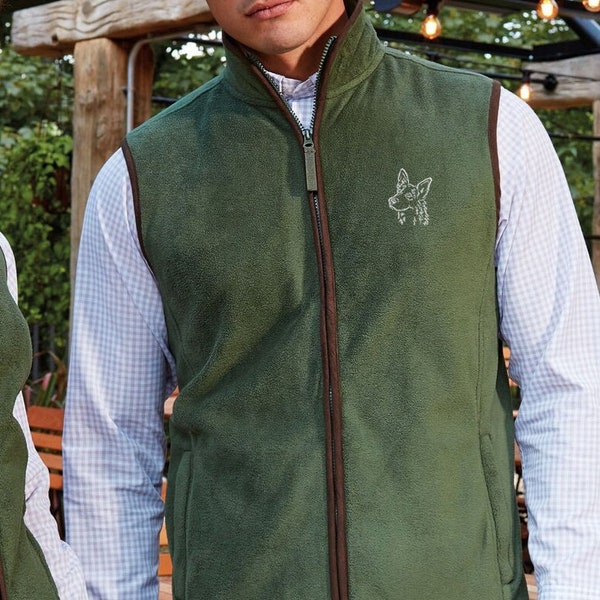 German shepherd dog alsatian owner clothing gifts embroidered men's fit fleece gilet, from the house of dog.