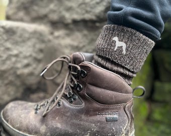 Bedlington Terrier (TWO PAIRS) Gift Men's Wool Blend Boot Socks with Cushion Sole from The House Of Dog x 2 PAIRS. One Size Men's 6-11