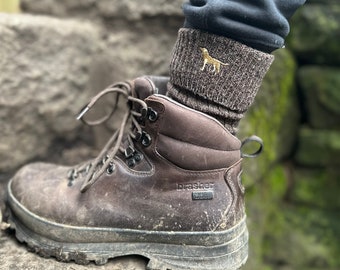 Golden Lab Labrador Owner Gift Chaussettes en laine mélangée pour homme avec semelle coussinée de The House Of Dog x 2 paires. Taille unique Hommes 6-11