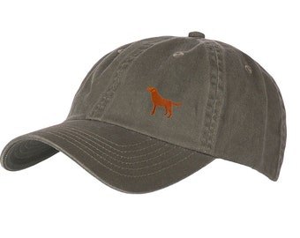 Fox Red Labrador eigenaar cadeau kleding geschenken, 100% gewassen Chino katoen geborduurd 6 paneel ongestructureerde baseball cap van het huis van de hond.