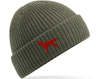 Berretto Invernale Con Risvolto Per Proprietari Di Setter - Ricamato, Unisex, Caldo E Morbido - Colore: Rosso Irlandese/Nero - 2