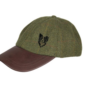 Border Collie Owner Sheepdog Clothing Gifts.Embroidered Tweed Baseball Cap with Leather Peak From The House Of Dog.
