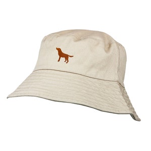 Fox Red Labrador Retriever Owner Gift Clothing Gifts. 100% Washed Chino Cotton Embroidered Bucket Sun Hat With White Cotton Lining