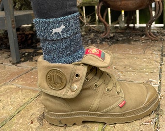 Bull Terrier Gift 'TWO PAIRS'  Women's Wool Blend Boot Socks with Cushion Sole from The House Of Dog x 2 PAIRS. One Size Women's 4-8