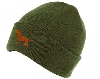 Fox Red Labrador Gifts, Beanie Ski Hat With Embroidered Design From The House Of Dog.