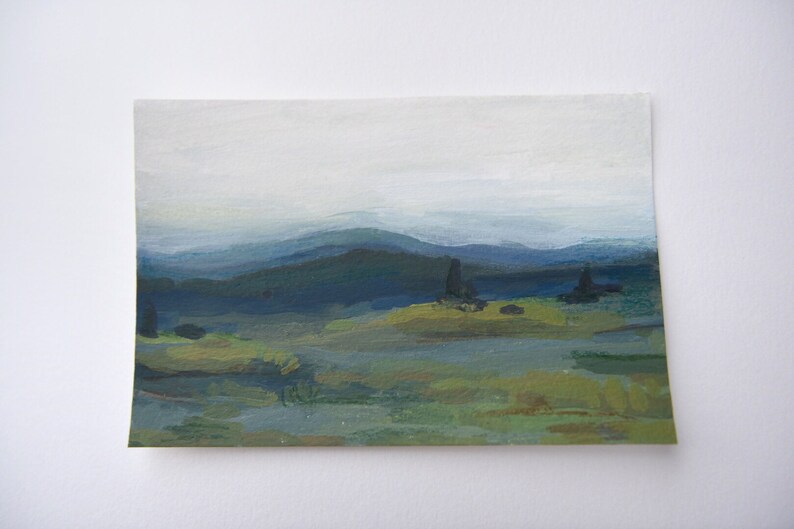 4\u201d x 6\u201d Acrylic /& Oil Pastel Landscape Painting
