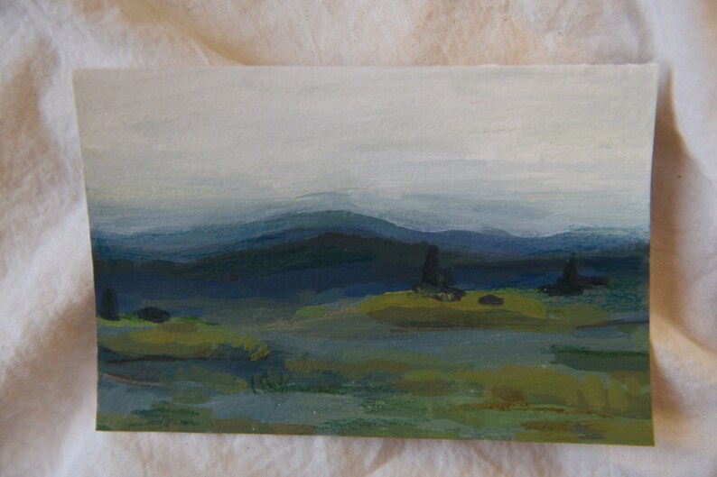 4\u201d x 6\u201d Acrylic /& Oil Pastel Landscape Painting