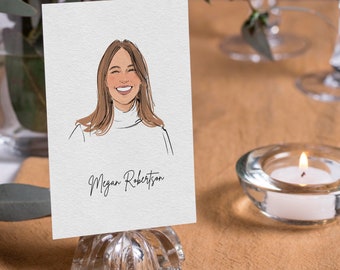 Custom guest place card, Personalized portrait place cards, Custom table place names, illustrated wedding guest place cards v