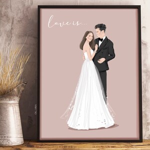 Custom couple portrait, gift for him, valentines gift, Engagement Gift, Anniversary Gift image 8