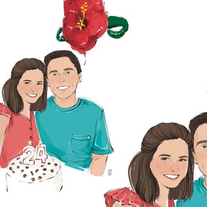 Custom couple portrait, drawing from photo, portrait from photo, painting from photo, family portrait illustration, Anniversary Gift