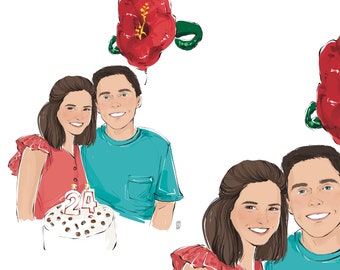 Custom couple portrait, drawing from photo, portrait from photo, painting from photo, family portrait illustration, Anniversary Gift