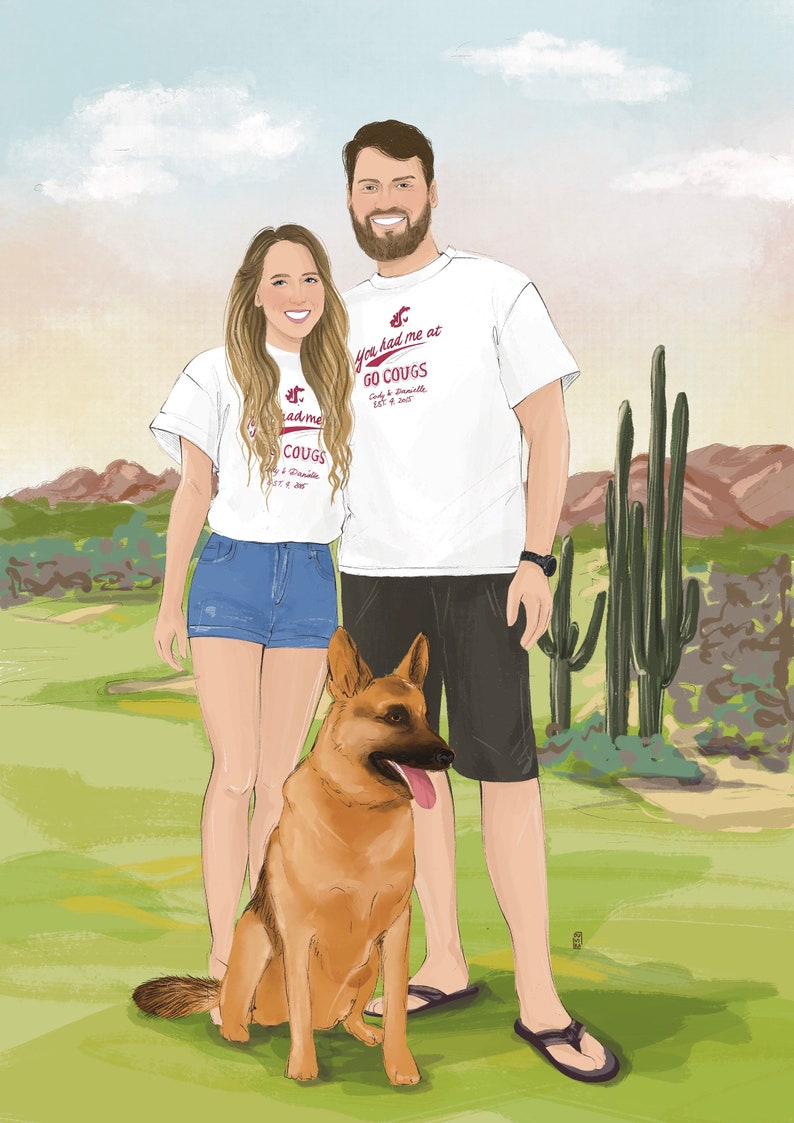 Custom couple portrait, gift for him, valentines gift, Engagement Gift, Anniversary Gift image 3
