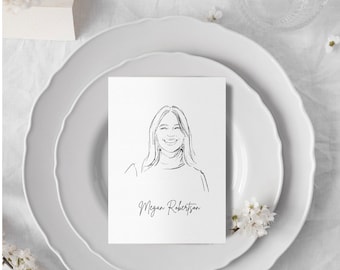 Custom guest place card, Personalized portrait place cards, Custom table place names, illustrated wedding guest place cards portraits