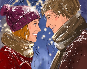 Custom couple portrait, Family watercolor hand drawn portrait, Personalized drawing from photo