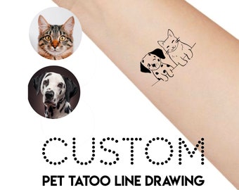 Benutzerdefinierte Haustier Umriss Zeichnung Hundezeichnung Haustier Tattoo-Design Katzenkörper Zeichnung Hundeumriss Katzenumriss Haustier-Umriss