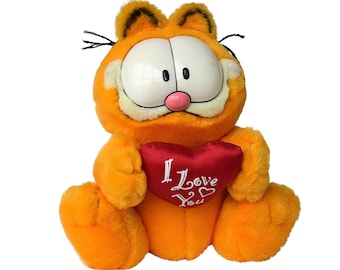 VTG 1978 "Garfield" Stuffed Cuddly Animal - Plush Toy - by "Paws" - Belgium - Made In China - Original Label - 1970s - (17 inch / 26 cm)